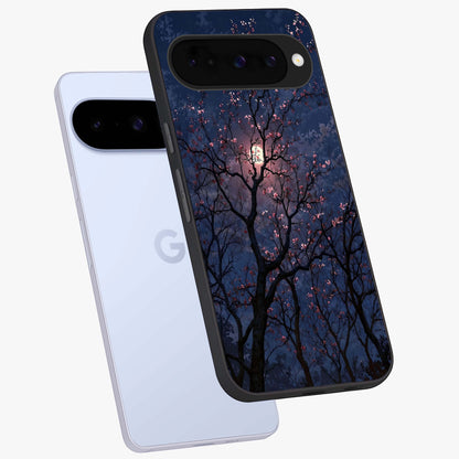 Twilight Sakura Serenade Glass Case displayed in angled mockup highlighting delicate sakura flower design with dreamy aesthetic.