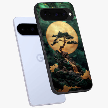 Zen Moon Rise Glass Case displayed in angled mockup highlighting peaceful lunar design with zen aesthetic style.