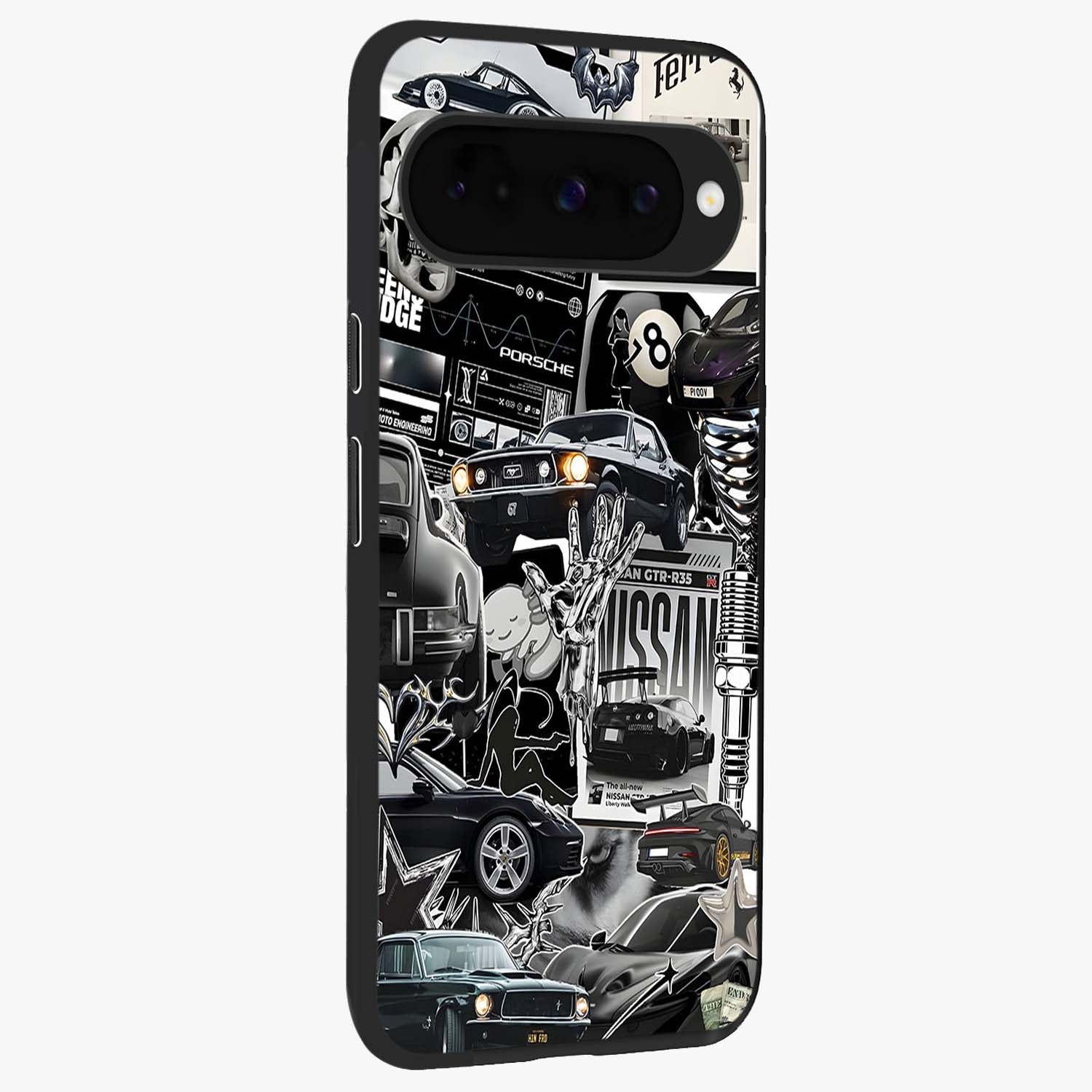 Aesthetic Dark Love Glass Case upright view showcasing dramatic romantic artwork with modern aesthetic style.