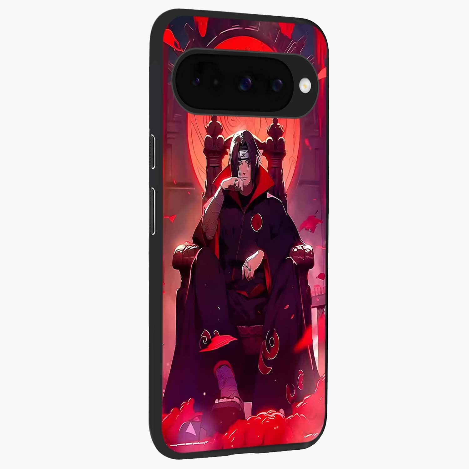 Blood Moon Sovereign Glass Case upright view showcasing powerful moon inspired artwork with cosmic aesthetic style.