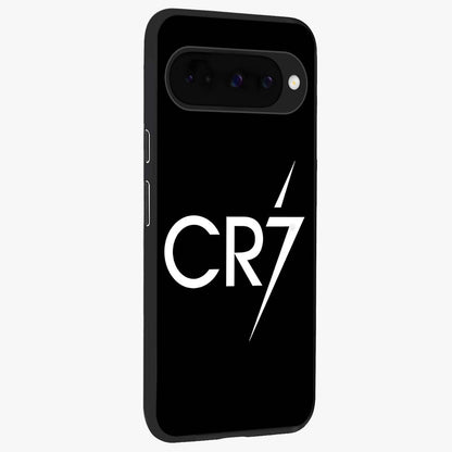 Cr7 Elite Strike Glass Case upright view showcasing energetic football inspired design with modern sports aesthetic.