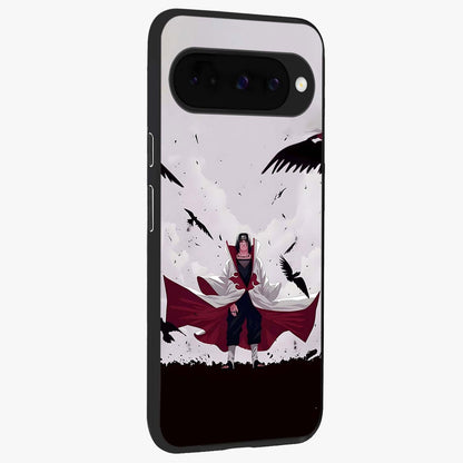 Crimson Crow Ascension Glass Case upright view showcasing dramatic crow artwork with bold gothic theme.