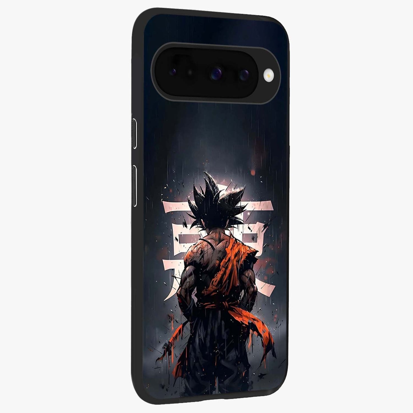 Dark Warrior In Rain Glass Case upright view showcasing powerful rainy battle scene with intense cinematic style.