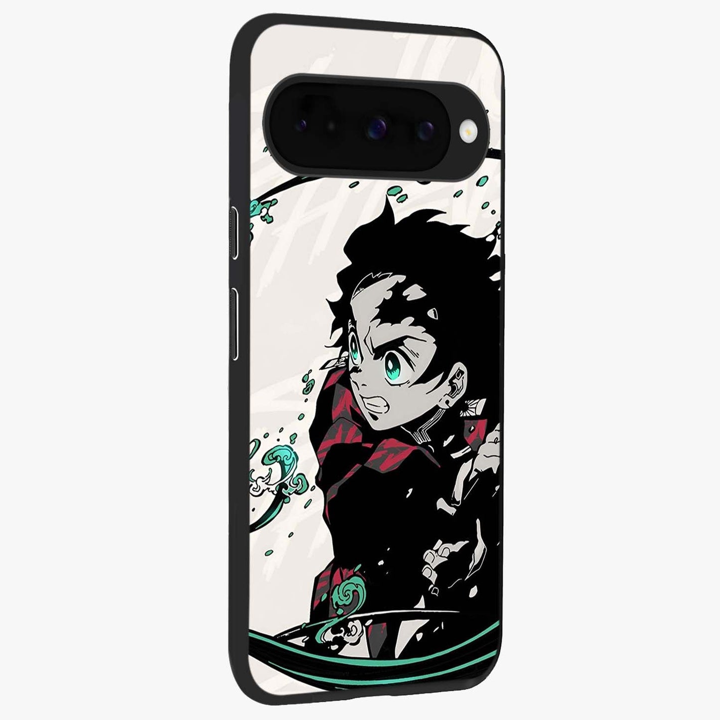 Demon Slayer Glass Case upright view showcasing powerful anime artwork with intense warrior theme.