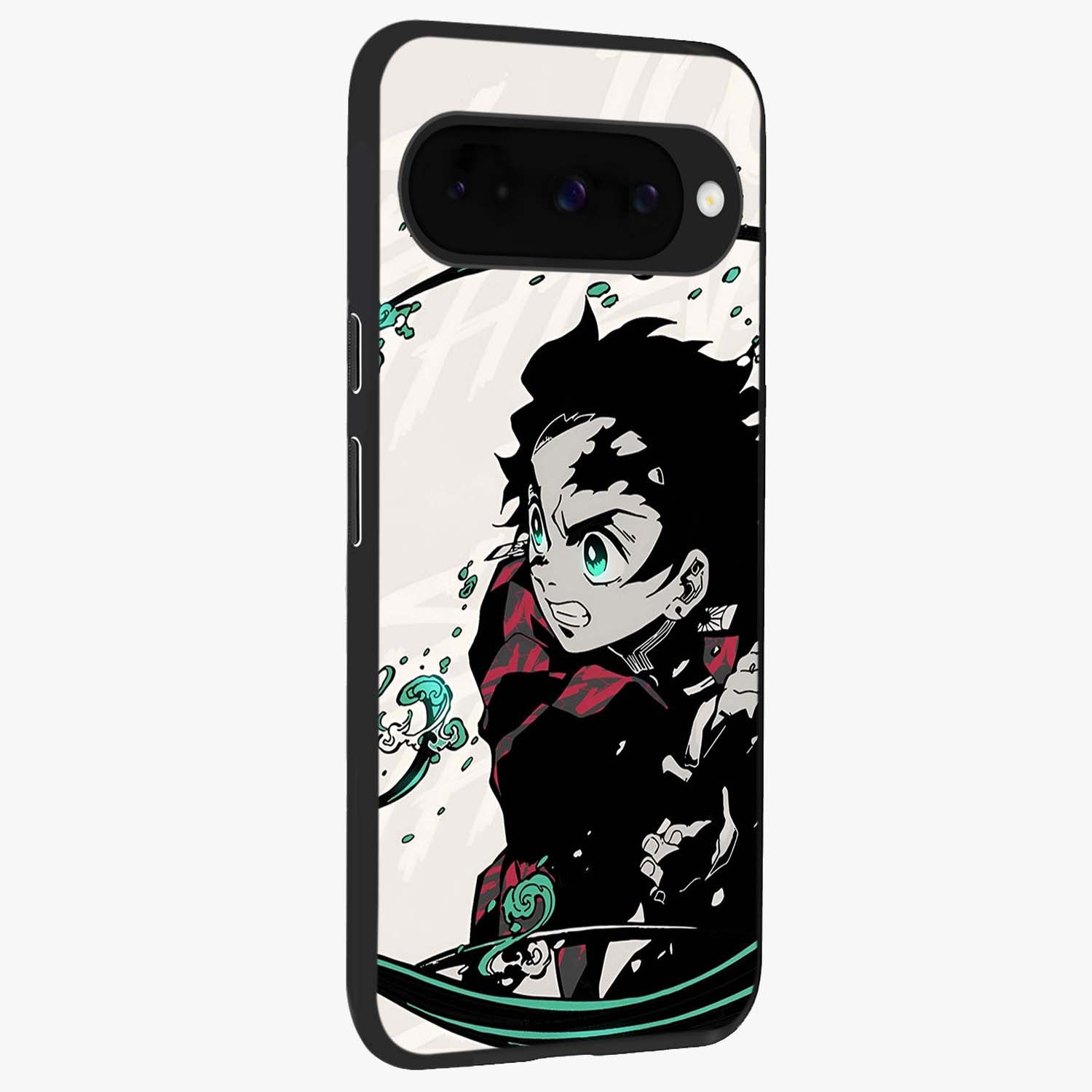 Demon Slayer Glass Case upright view showcasing powerful anime artwork with intense warrior theme.