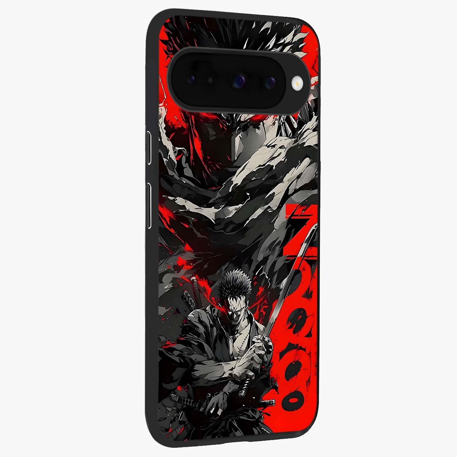 Demon Sword Resolve Glass Case upright view showcasing dramatic warrior artwork with intense battle theme.
