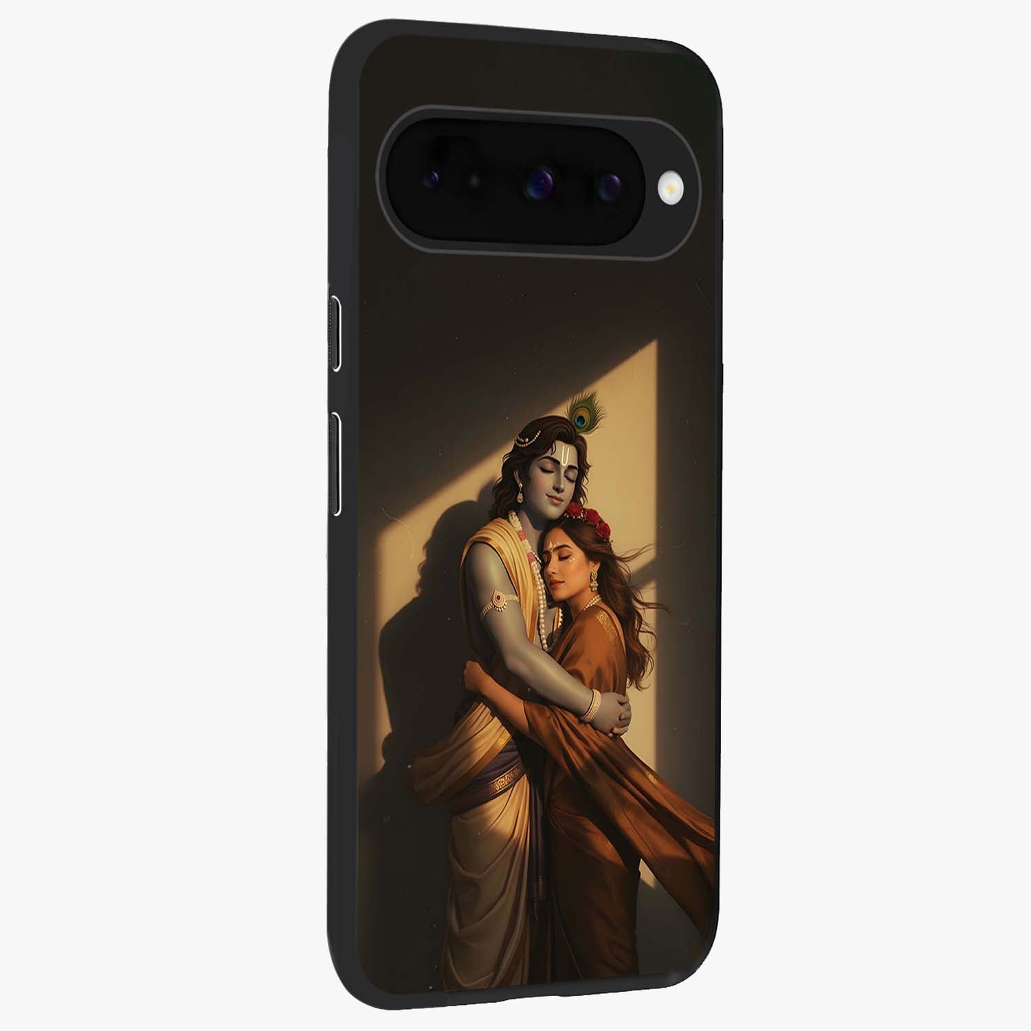 Divine Eternal Love Glass Case upright view showcasing graceful spiritual artwork with eternal love theme.