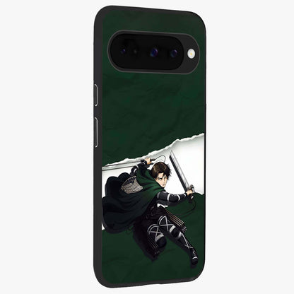 Emerald War Vanguard Glass Case upright view showcasing dramatic warrior artwork with bold fantasy theme.
