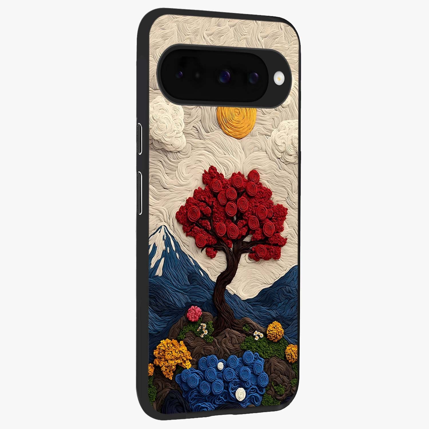 Eternal Nature Tapestry Glass Case upright view showcasing elegant nature tapestry design with decorative style.