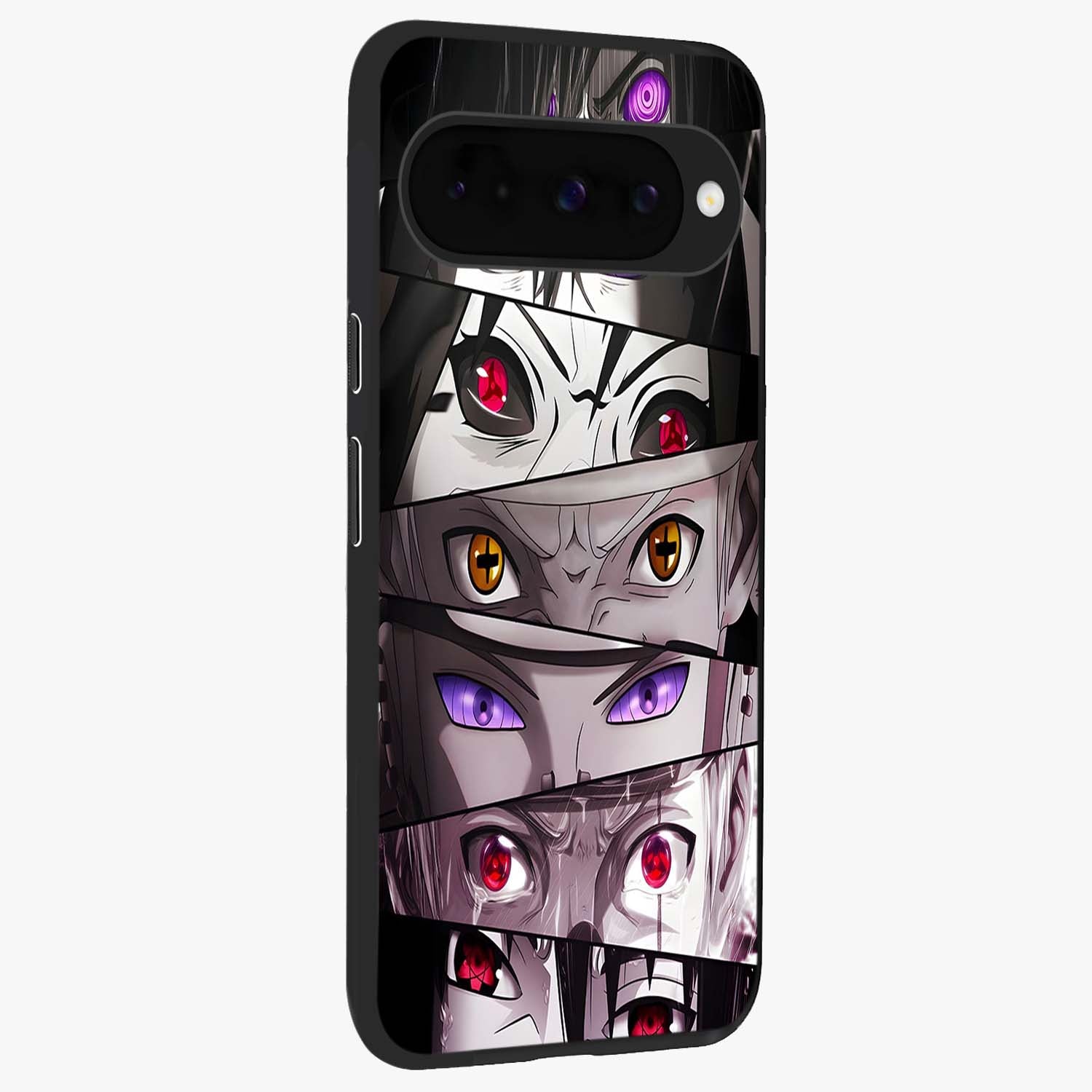 Eyes of Destiny Glass Case upright view showcasing symbolic eye artwork with dramatic artistic theme.