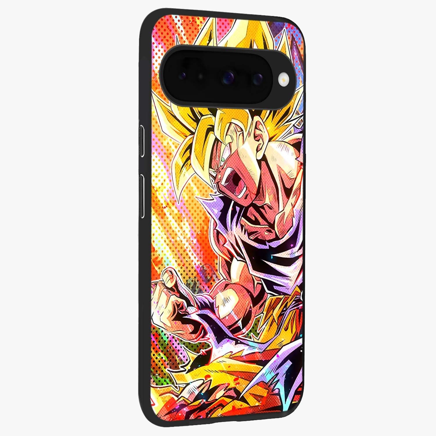 Firing Goku Glass Case upright view showcasing energetic anime artwork with bold warrior theme.
