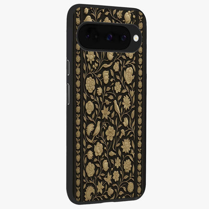 Golden Evil Eye Mandala Glass Case upright view showcasing decorative evil eye mandala artwork with spiritual aesthetic style.