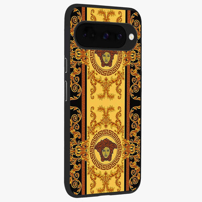 Golden Lotus Glow Glass Case upright view showcasing luminous lotus artwork with peaceful divine theme.