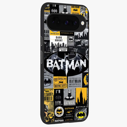Knight Gotham Rise Glass Case upright view showcasing bold vigilante themed artwork with gothic city vibe.