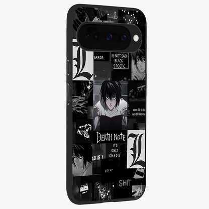 Midnight Chaos Mind Glass Case upright view showcasing expressive abstract artwork with bold dark theme.