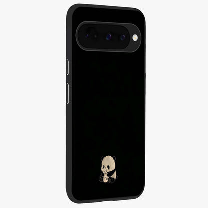 Midnight Panda Love Glass Case upright view showcasing charming panda artwork with playful romantic theme.