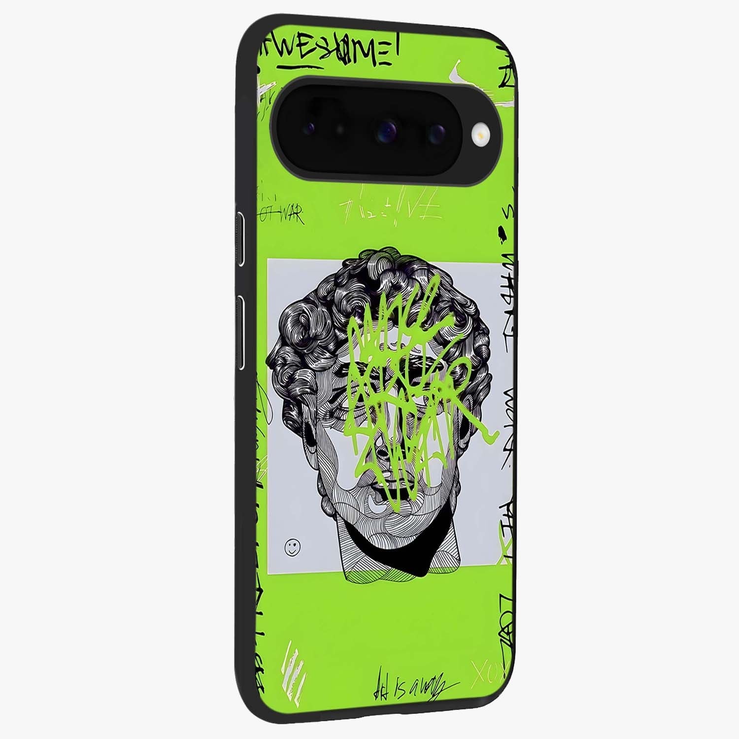 Neo Graffiti Rebellion Glass Case upright view showcasing colorful graffiti artwork with bold modern street style.