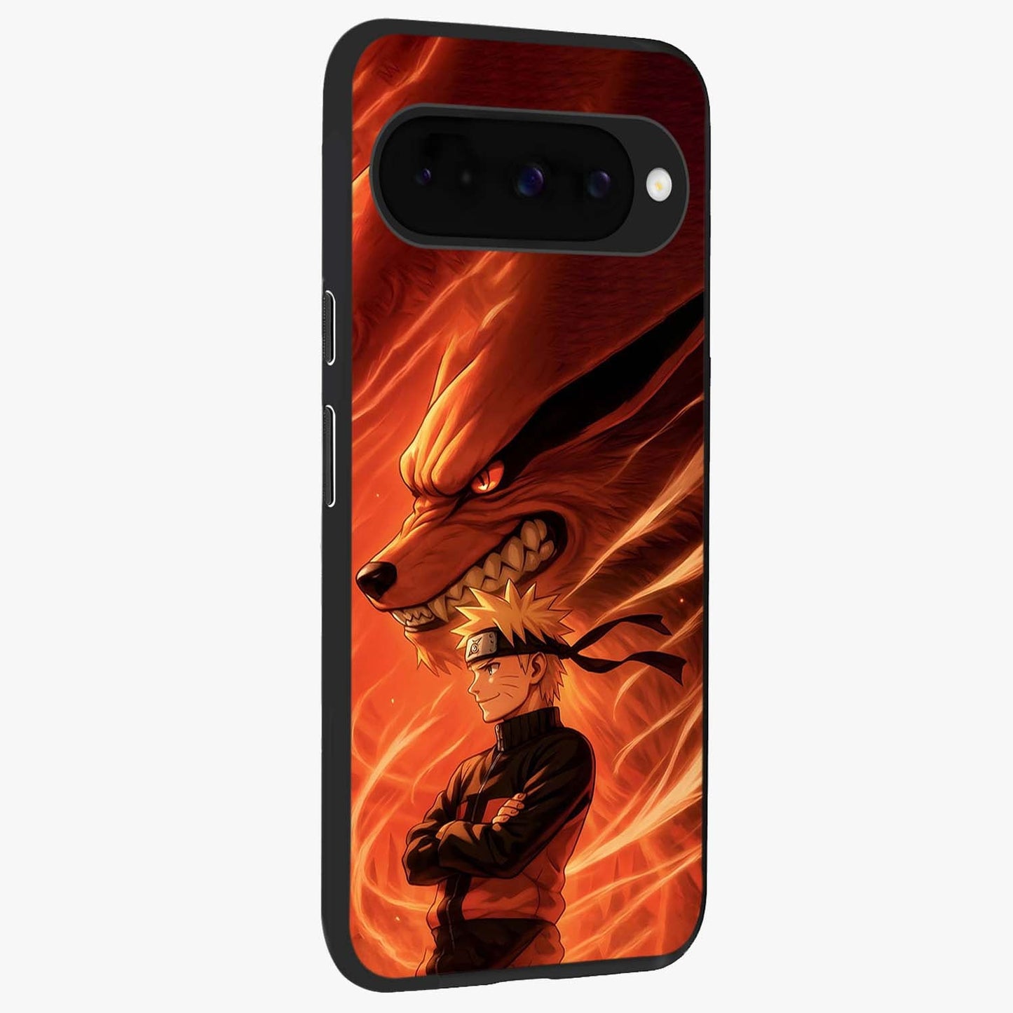 Nine Tails Legacy Glass Case upright view showcasing dramatic nine-tails artwork with intense anime themed design.