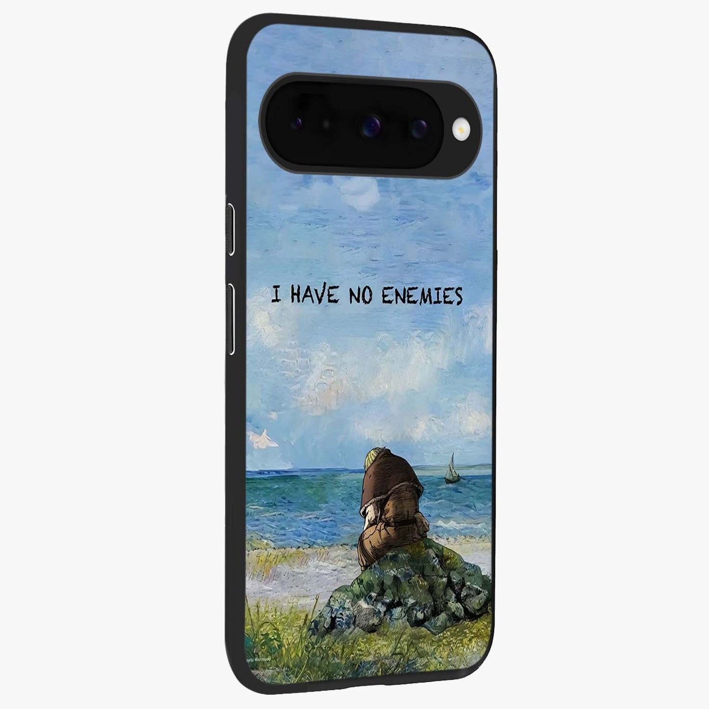 Peace Beyond War Glass Case upright view showcasing powerful peace symbol artwork with inspirational theme.