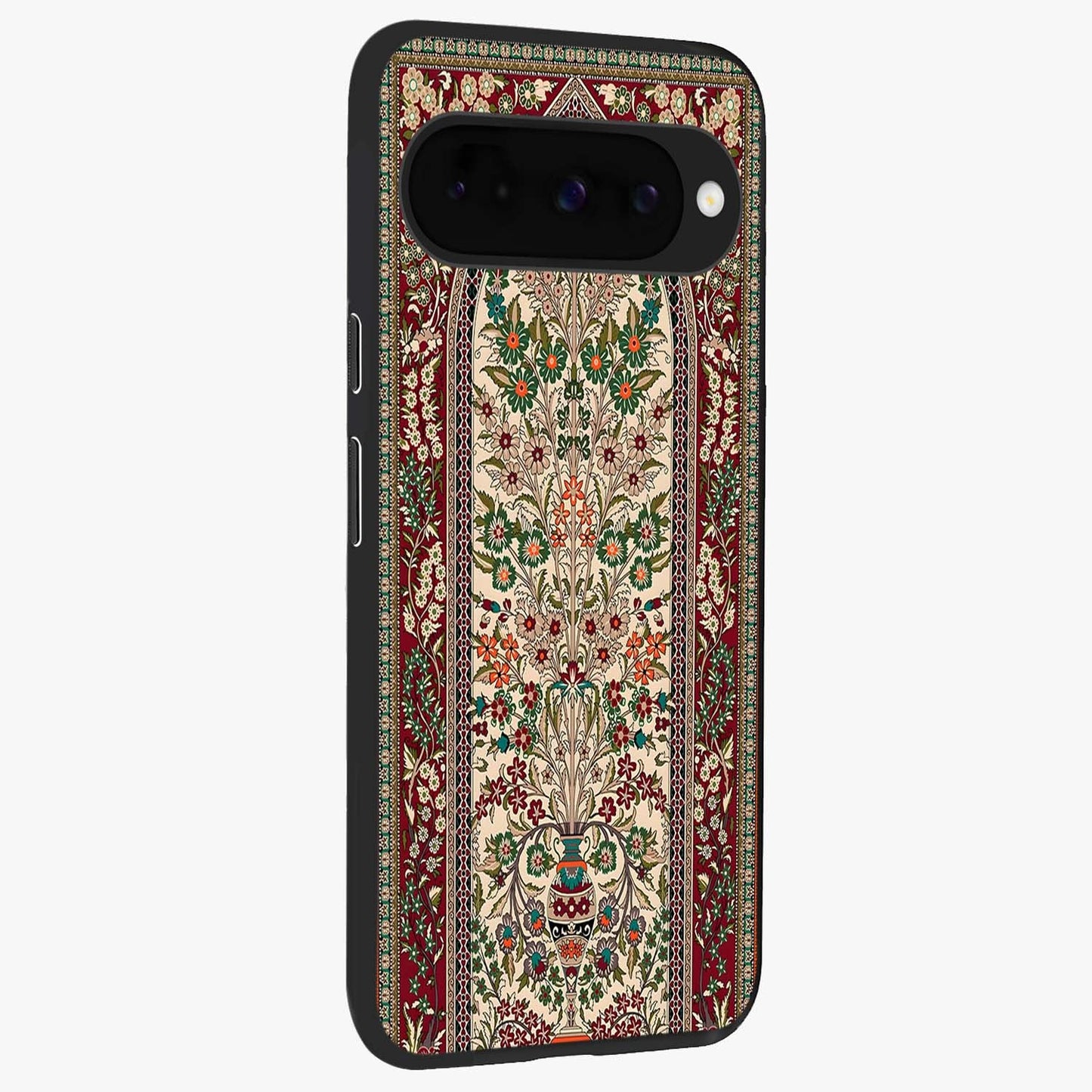 Persian Inspired Glass Case upright view showcasing decorative Persian artwork with rich heritage theme.