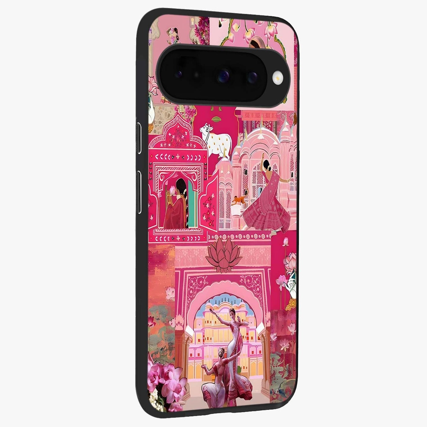 Pink Palace Muse Glass Case upright view showcasing artistic palace artwork with graceful royal theme.