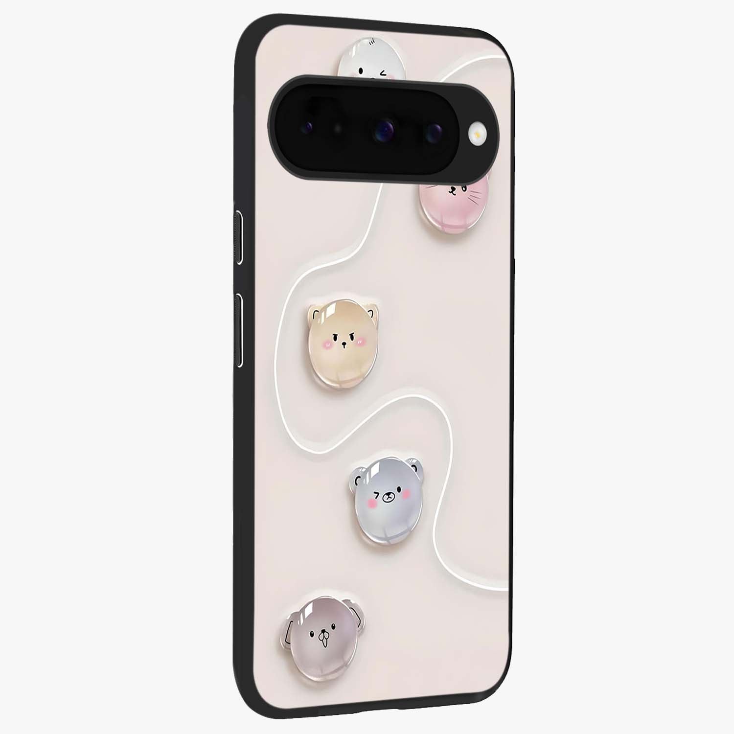 Puffy Face Parade Glass Case upright view showcasing adorable character artwork with cheerful animated theme.