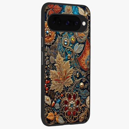 Royal Jewel Garden Glass Case upright view showcasing rich floral artwork with luxurious garden theme.