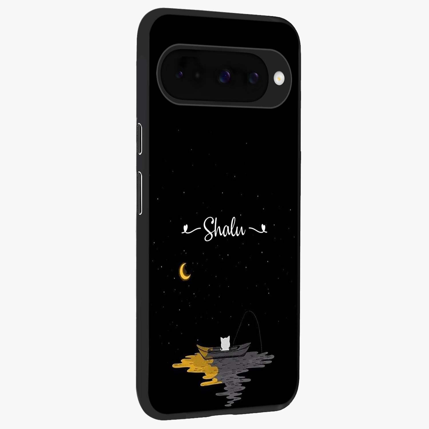 Silent Night Row Glass Case upright view showcasing tranquil night artwork with serene landscape theme.