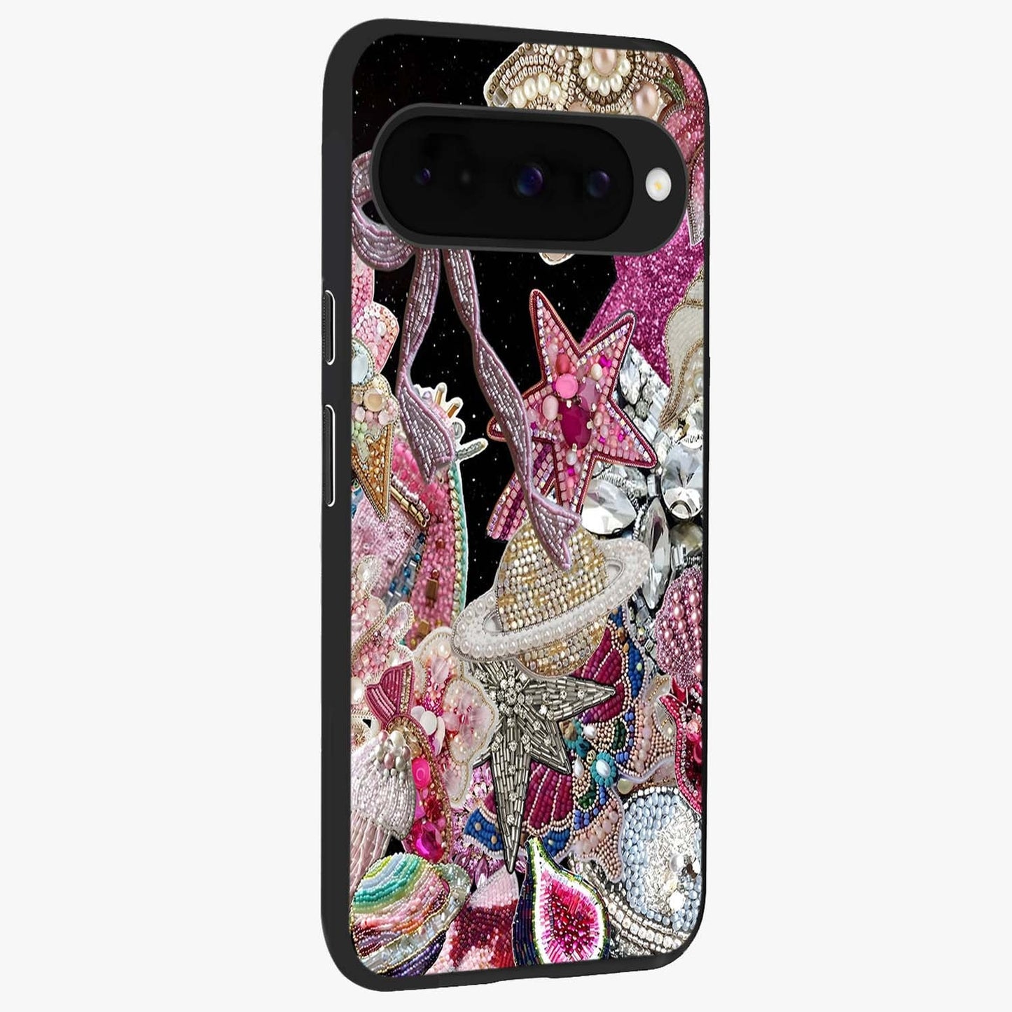 Starlit Jewel Dream Glass Case upright view showcasing radiant star inspired artwork with magical night theme.