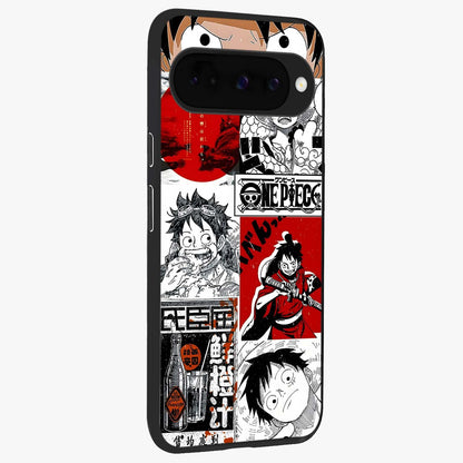 Strawhat Chaos Panels Glass Case upright view showcasing energetic anime artwork with bold adventure theme.
