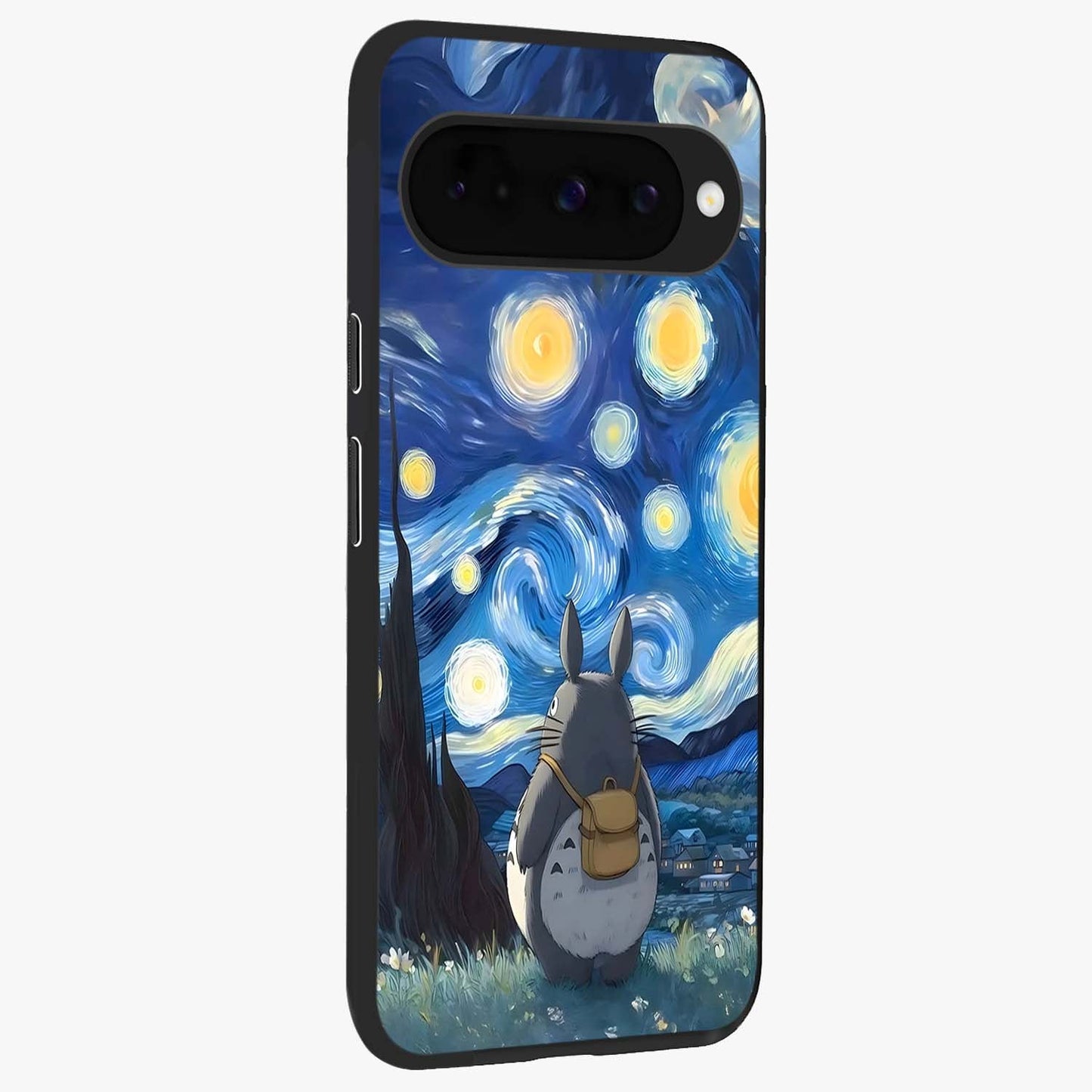 Totoro In Van Gogh Art Glass Case upright view showcasing creative character artwork with painterly artistic theme.