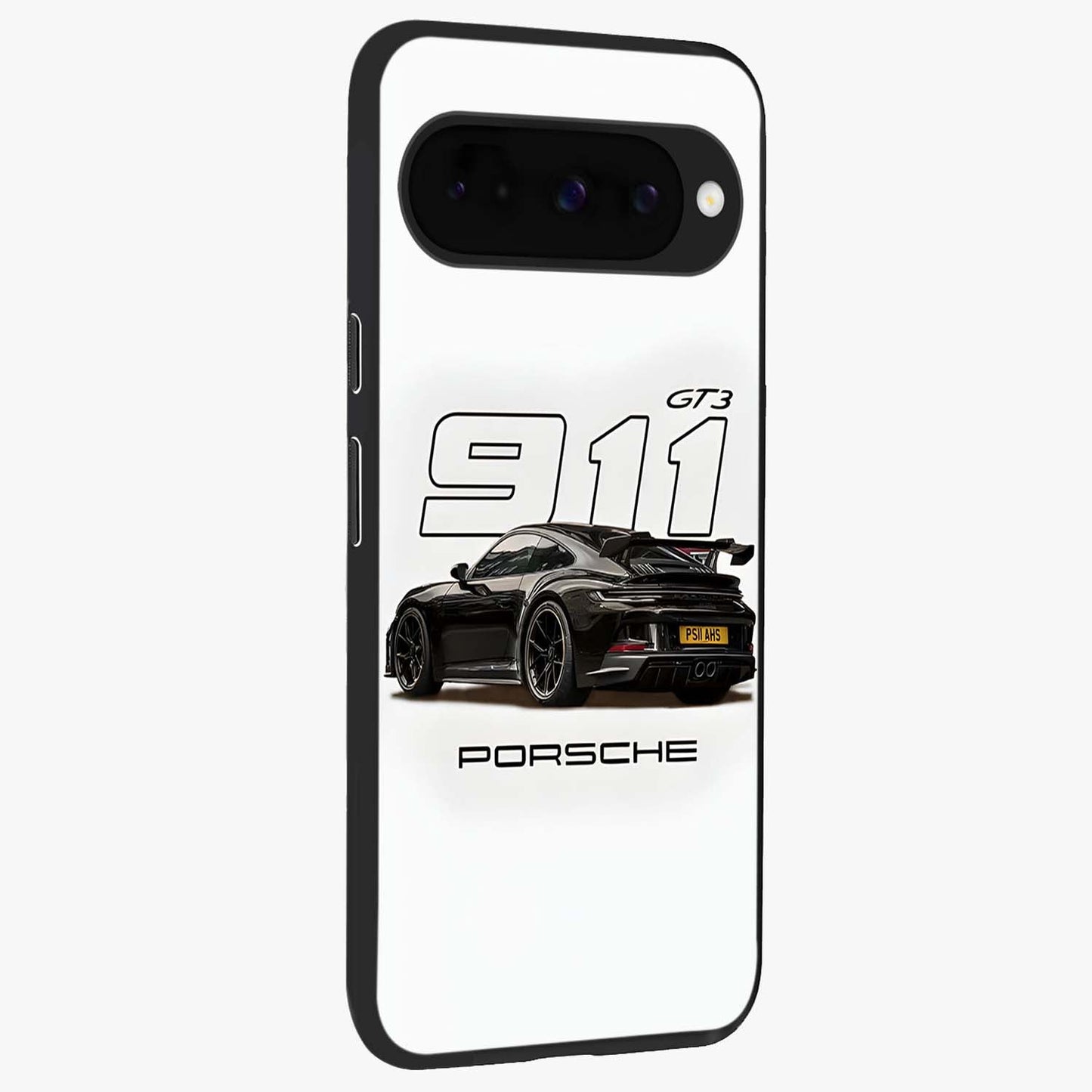 Turbo Legacy Icon Glass Case upright view showcasing bold racing inspired artwork with classic car theme.