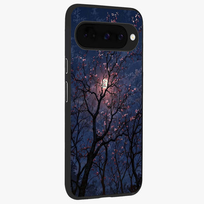 Twilight Sakura Serenade Glass Case upright view showcasing beautiful cherry blossom artwork with serene evening theme.