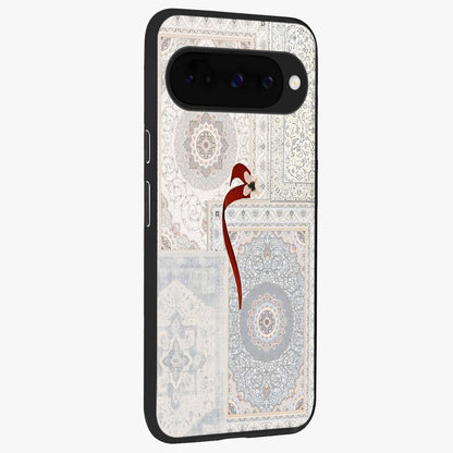 White Aesthetic Bow Glass Case upright view showcasing delicate ribbon bow artwork with cute minimalist theme.