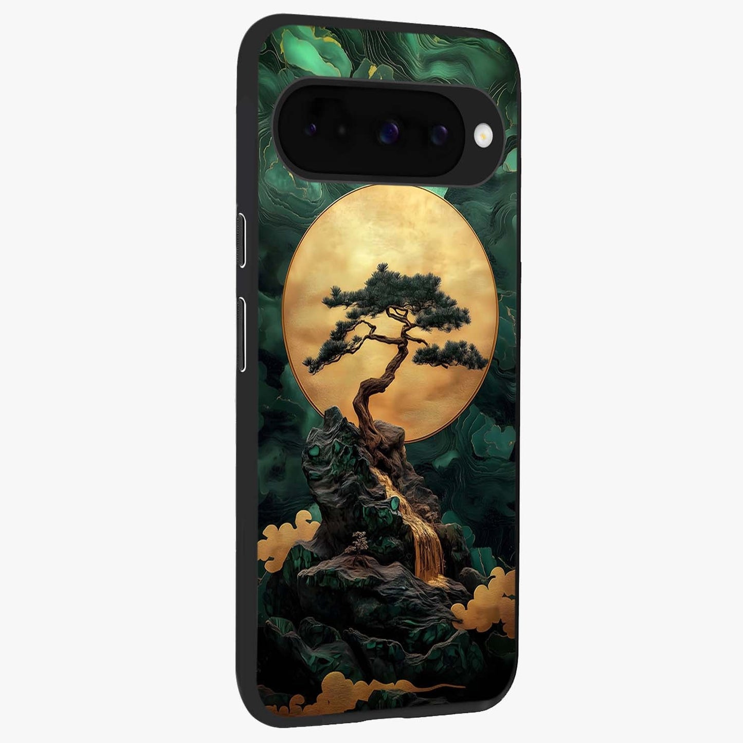 Zen Moon Rise Glass Case upright view showcasing serene moon artwork with tranquil night theme.