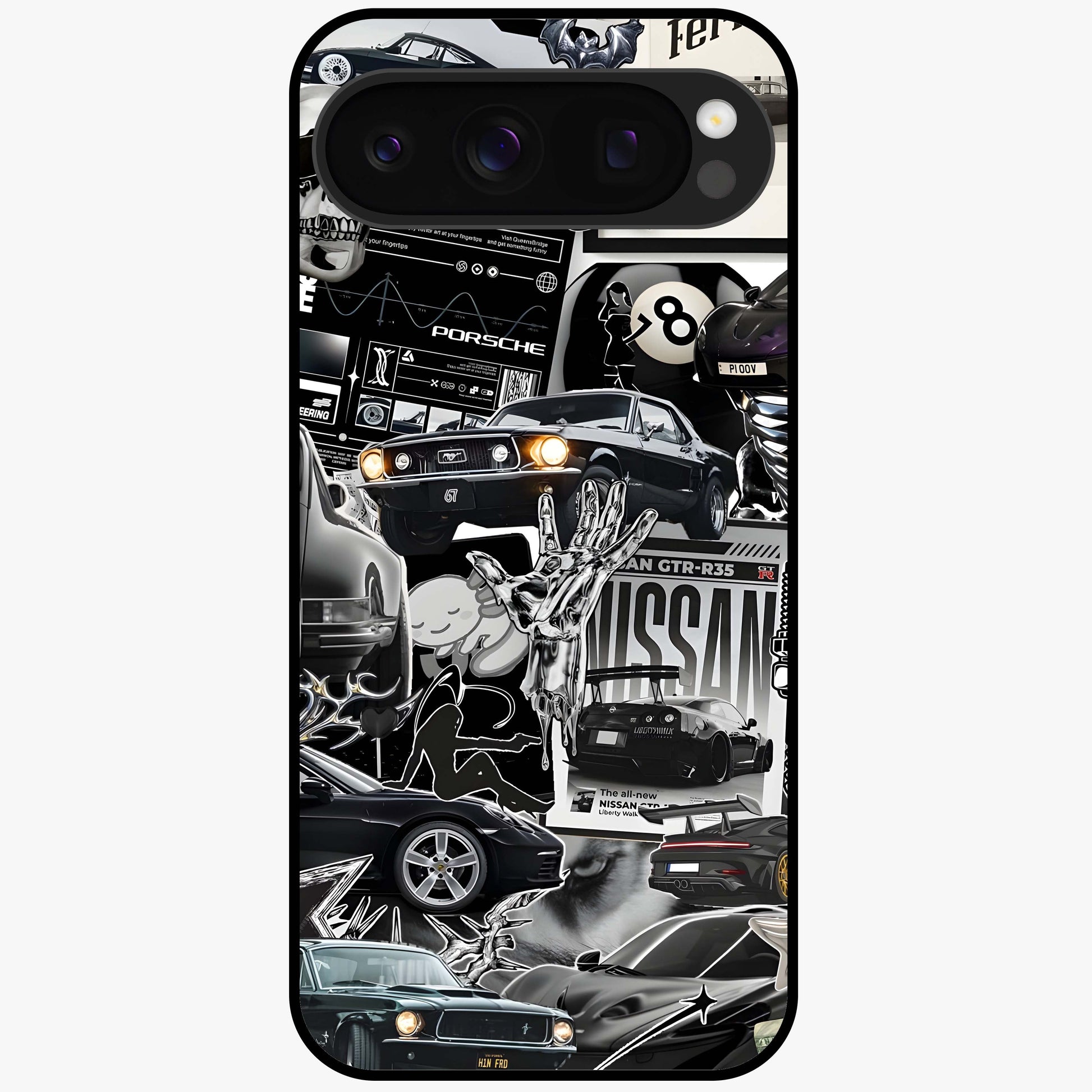 Aesthetic Dark Love Glass Case showing flat back view with dark romantic artwork and glossy glass finish.