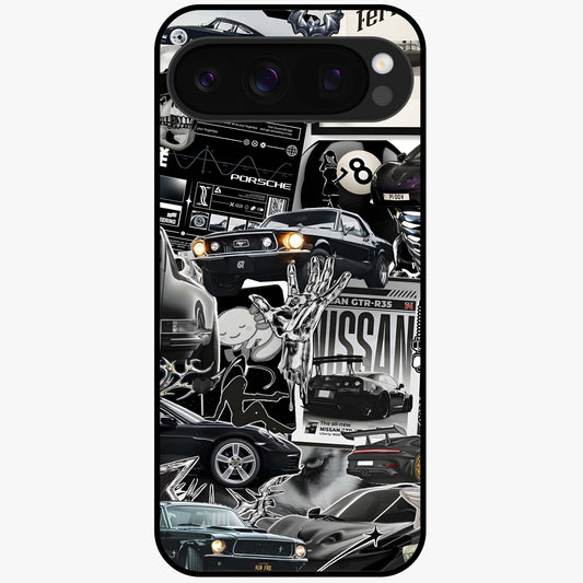 Aesthetic Dark Love Glass Case showing flat back view with dark romantic artwork and glossy glass finish.