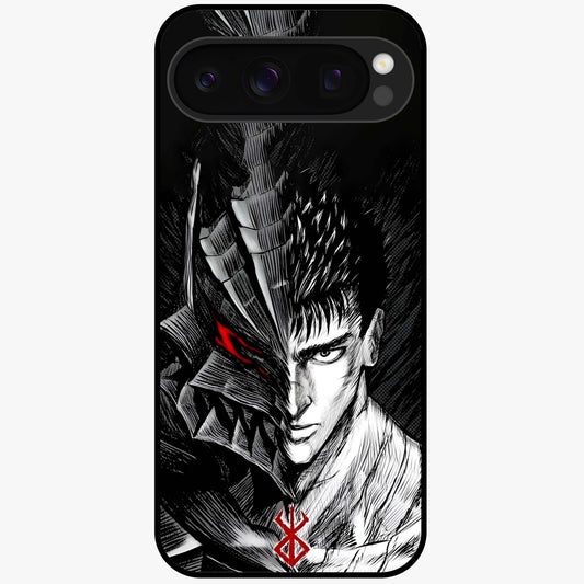 Berserker Blood Oath Glass Case showing flat back view with fierce warrior inspired artwork and glossy glass finish.