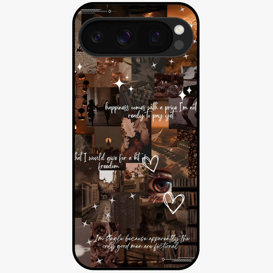 Bittersweet Aesthetic Chaos Glass Case showing flat back view with artistic chaotic aesthetic design and glossy glass finish.