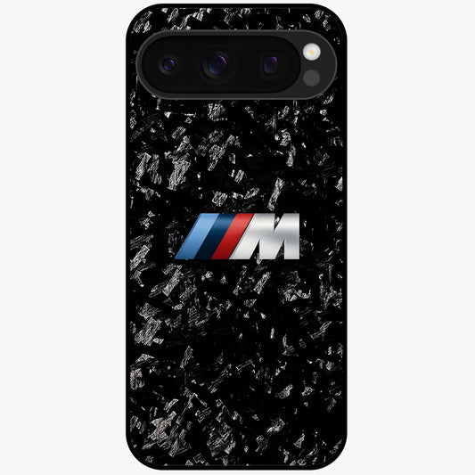 Carbon Speed Mark Glass Case showing flat back view with sporty carbon pattern artwork and glossy glass finish.