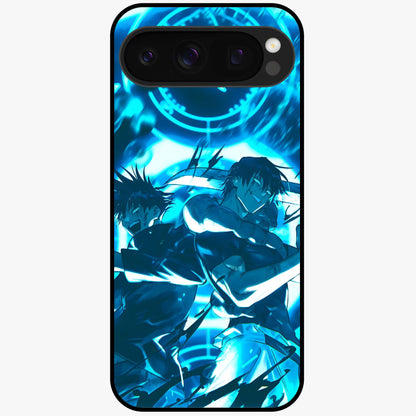Cursed Energy Clash Glass Case showing flat back view with intense cursed energy artwork and glossy glass finish.