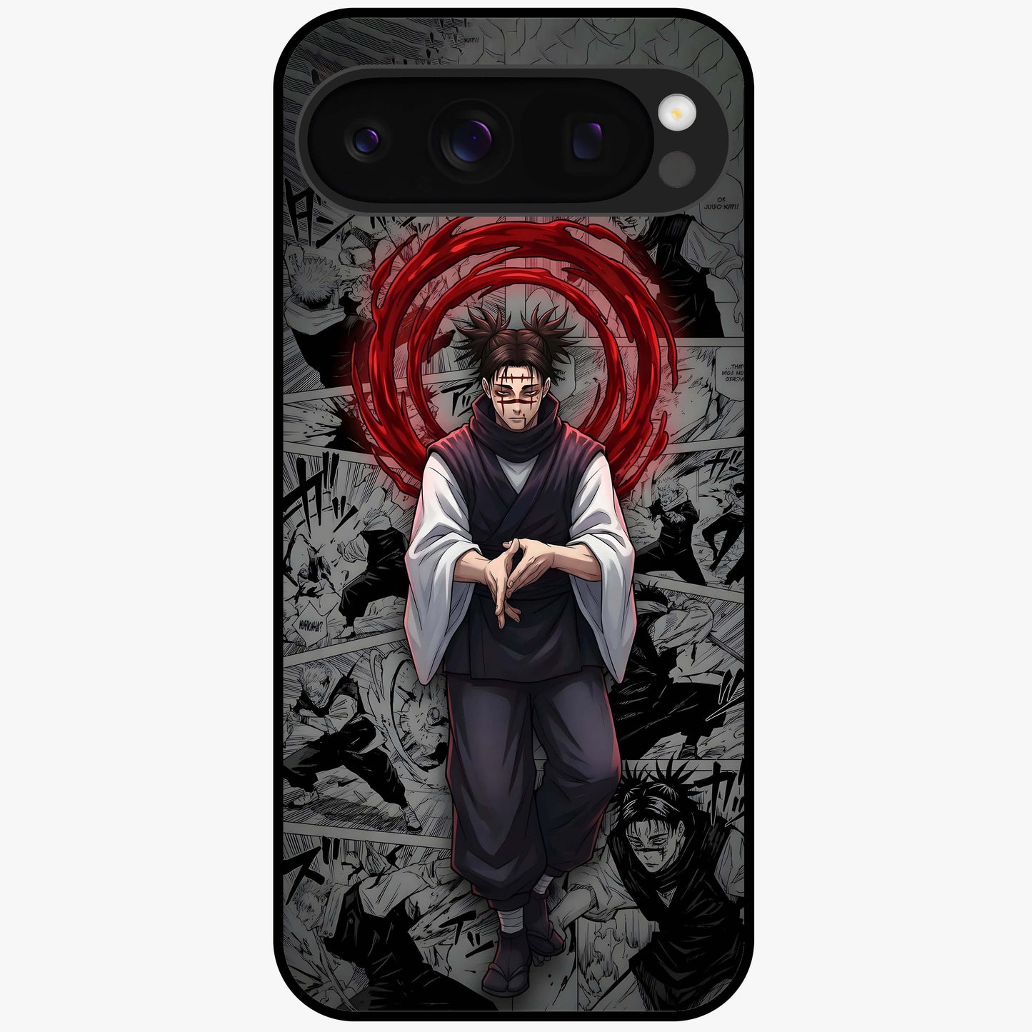 Cursed Ritual Ascension Glass Case showing flat back view with dark ritual themed artwork and glossy glass finish.