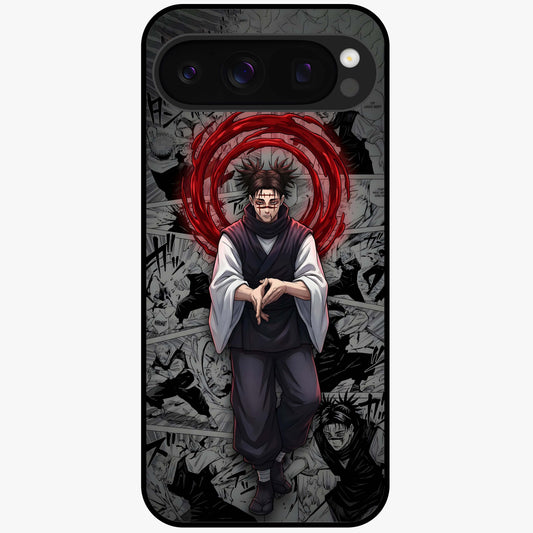 Cursed Ritual Ascension Glass Case showing flat back view with dark ritual themed artwork and glossy glass finish.