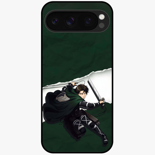 Emerald War Vanguard Glass Case showing flat back view with powerful warrior themed artwork and glossy glass finish.