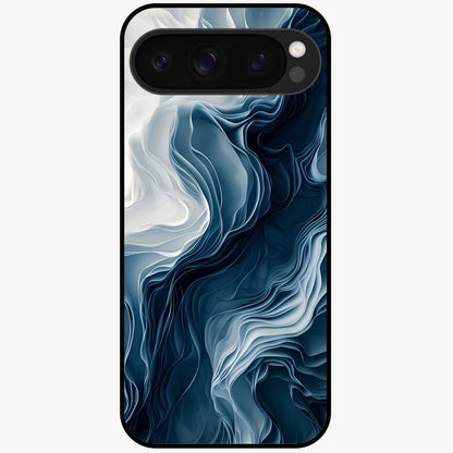 Ethereal Paper Marble Glass Case showing flat back view with soft marble paper texture artwork and glossy glass finish.