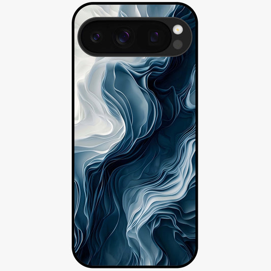 Ethereal Paper Marble Glass Case showing flat back view with soft marble paper texture artwork and glossy glass finish.
