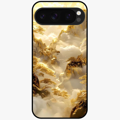 Gates Of Illumination Glass Case showing flat back view with mystical illuminated gate artwork and glossy glass finish.
