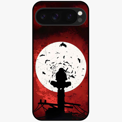 Itachi Limited Edition Naruto Anime Glass Case showing flat back view with iconic anime character artwork and glossy glass finish.