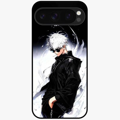 Limitless Shadow King Glass Case showing flat back view with powerful shadow warrior artwork and glossy glass finish.