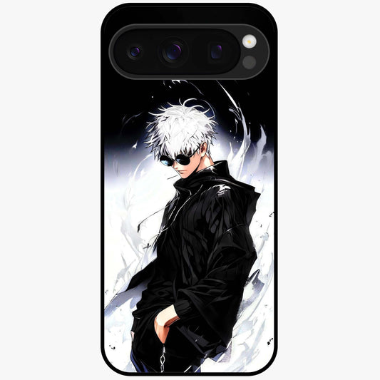Limitless Shadow King Glass Case showing flat back view with powerful shadow warrior artwork and glossy glass finish.